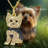 Yorkie Dog Pendant Necklace – Elegant Rhinestone Pet Jewelry for Women