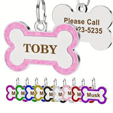Personalized Glitter Dog ID Tag – Engraved Bone-Shaped Name Plate