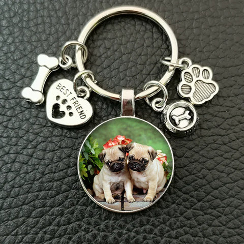Cute animal beagle pug dog glass cabochon poodle teddy art picture glass dome DIY handmade jewelry key chain