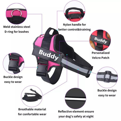 Personalized No-Pull Dog Harness – Reflective Breathable Vest with Custom Patch