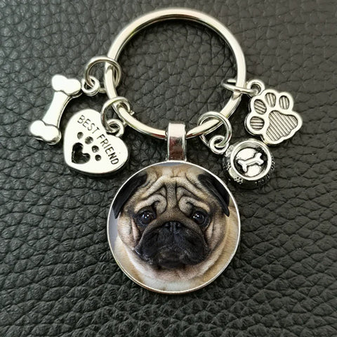 Cute animal beagle pug dog glass cabochon poodle teddy art picture glass dome DIY handmade jewelry key chain