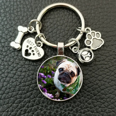 Cute animal beagle pug dog glass cabochon poodle teddy art picture glass dome DIY handmade jewelry key chain