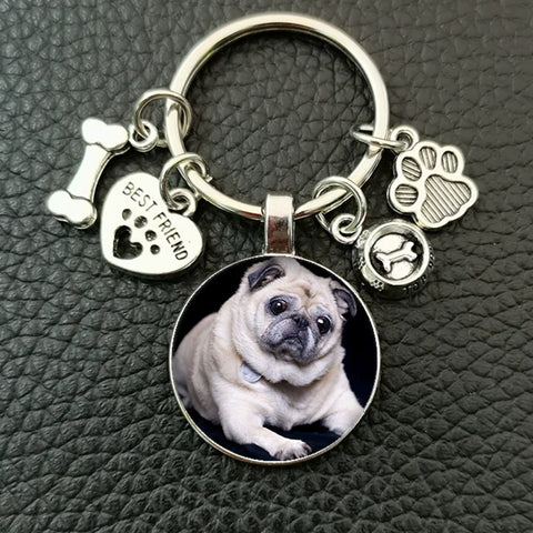 Cute animal beagle pug dog glass cabochon poodle teddy art picture glass dome DIY handmade jewelry key chain