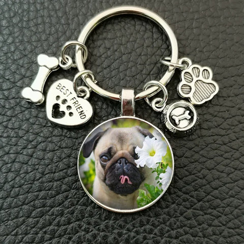 Cute animal beagle pug dog glass cabochon poodle teddy art picture glass dome DIY handmade jewelry key chain