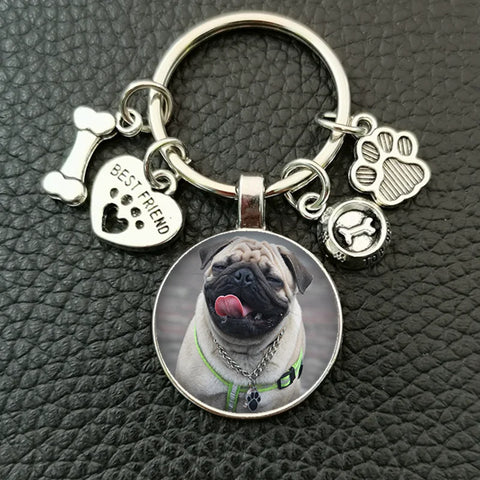 Cute animal beagle pug dog glass cabochon poodle teddy art picture glass dome DIY handmade jewelry key chain