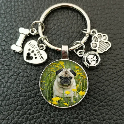 Cute animal beagle pug dog glass cabochon poodle teddy art picture glass dome DIY handmade jewelry key chain