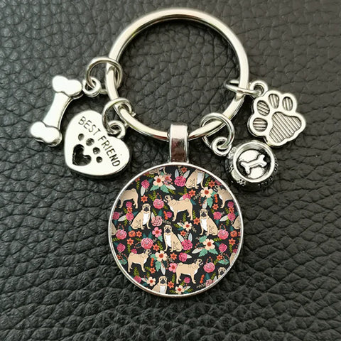Cute animal beagle pug dog glass cabochon poodle teddy art picture glass dome DIY handmade jewelry key chain