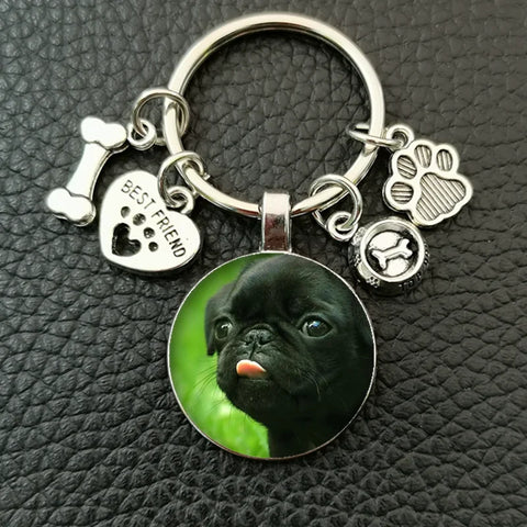Cute animal beagle pug dog glass cabochon poodle teddy art picture glass dome DIY handmade jewelry key chain