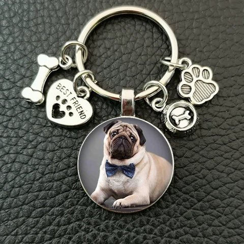 Cute animal beagle pug dog glass cabochon poodle teddy art picture glass dome DIY handmade jewelry key chain