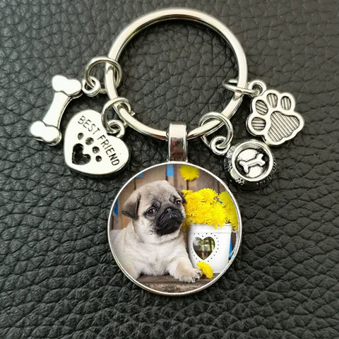 Cute animal beagle pug dog glass cabochon poodle teddy art picture glass dome DIY handmade jewelry key chain