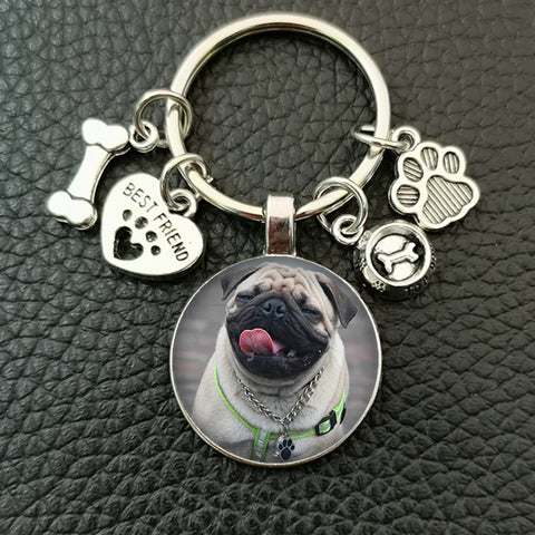Cute animal beagle pug dog glass cabochon poodle teddy art picture glass dome DIY handmade jewelry key chain