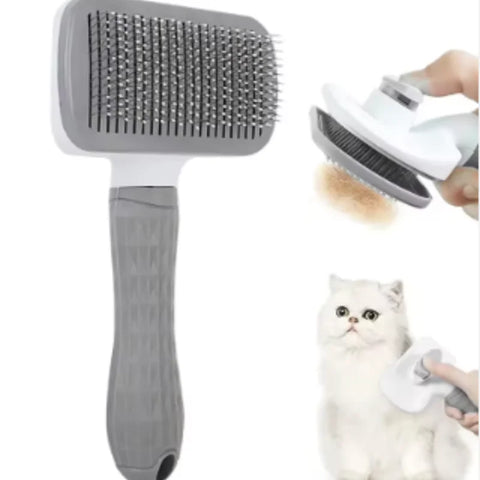 Compact Self-Cleaning Pet Brush – Portable Hair Remover for Dogs & Cats