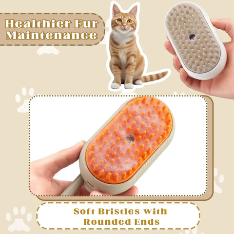 3-in-1 Steam Massage Pet Brush – Rechargeable Cat & Dog Grooming Comb