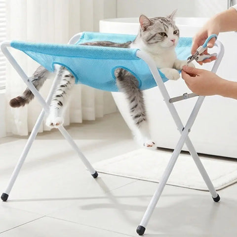 Cat Dog Bathing Rack Quick Dry Mesh Pet Grooming Hammock Anti-scratch Cat Nail Clipping Holder Dogs Cats Grooming Supplies