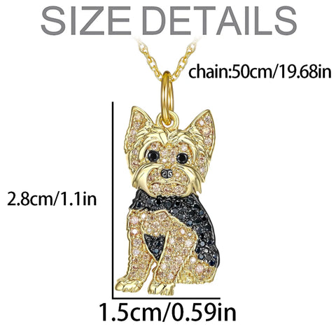 Yorkie Dog Pendant Necklace – Elegant Rhinestone Pet Jewelry for Women