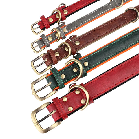Personalized PU Leather Dog Collar – Custom Engraved ID Nameplate