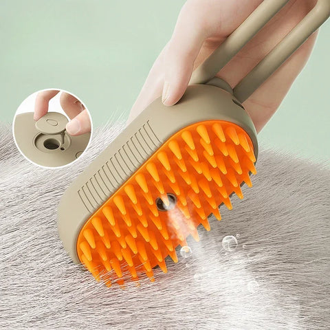3-in-1 Steam Massage Pet Brush – Rechargeable Cat & Dog Grooming Comb
