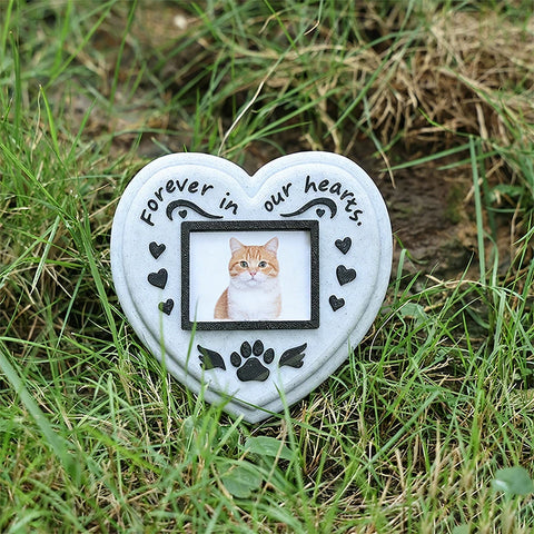 Paw Print Pet Memorial Frame – Personalized Photo Tombstone Keepsake