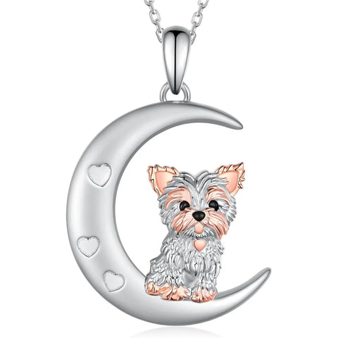 Yorkie Dog Pendant Necklace – Elegant Rhinestone Pet Jewelry for Women