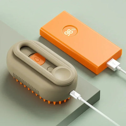 3-in-1 Steam Massage Pet Brush – Rechargeable Cat & Dog Grooming Comb