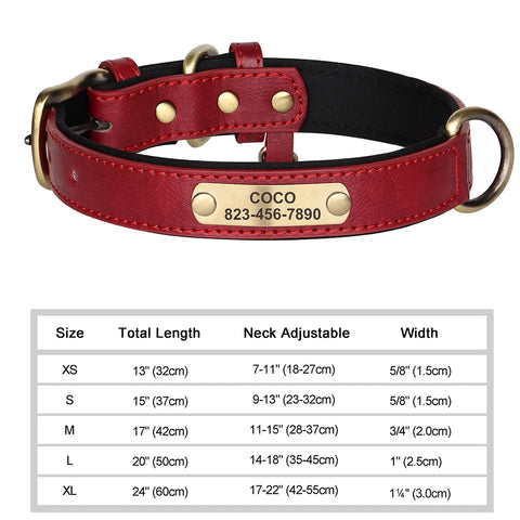 Personalized PU Leather Dog Collar – Custom Engraved ID Nameplate