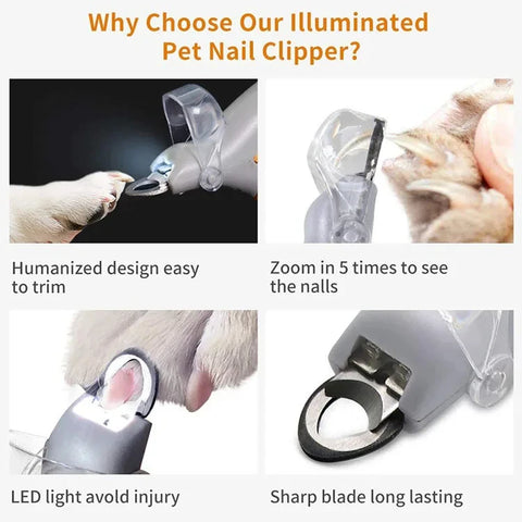 Professional LED Light Pet Nail Clippers – Safe Cat & Dog Nail Trimmer
