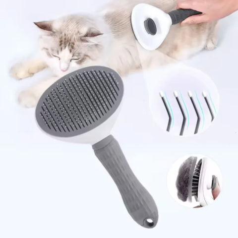 Compact Self-Cleaning Pet Brush – Portable Hair Remover for Dogs & Cats
