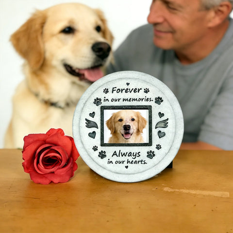 Paw Print Pet Memorial Frame – Personalized Photo Tombstone Keepsake