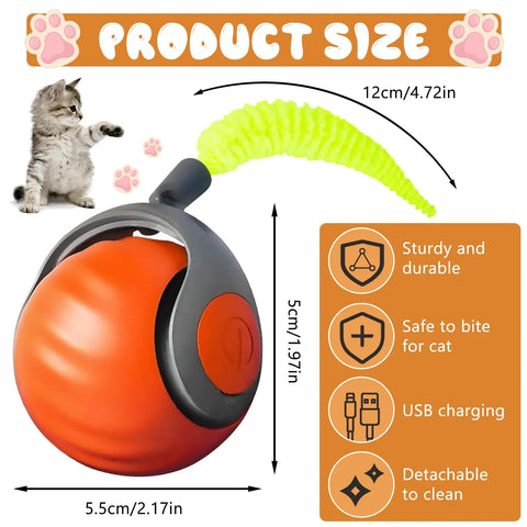 Speedy Tail 2.0 Interactive Cat Toy – USB Rechargeable Motion Ball