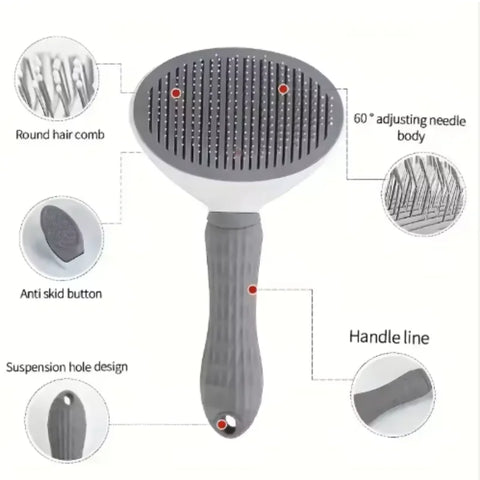 Compact Self-Cleaning Pet Brush – Portable Hair Remover for Dogs & Cats