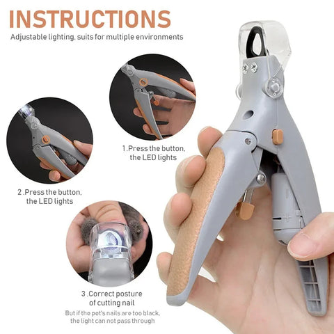 Professional LED Light Pet Nail Clippers – Safe Cat & Dog Nail Trimmer