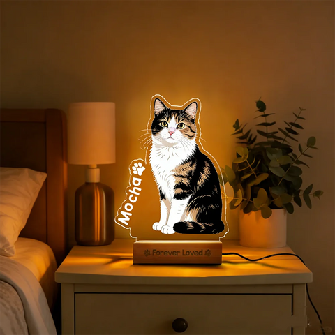 Personalized Pet Photo Night Light – Custom Acrylic Dog & Cat Memorial Lamp