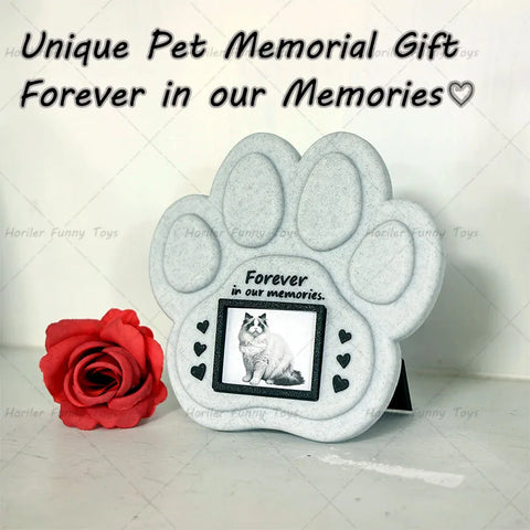Paw Print Pet Memorial Frame – Personalized Photo Tombstone Keepsake