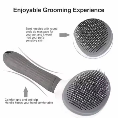 Compact Self-Cleaning Pet Brush – Portable Hair Remover for Dogs & Cats