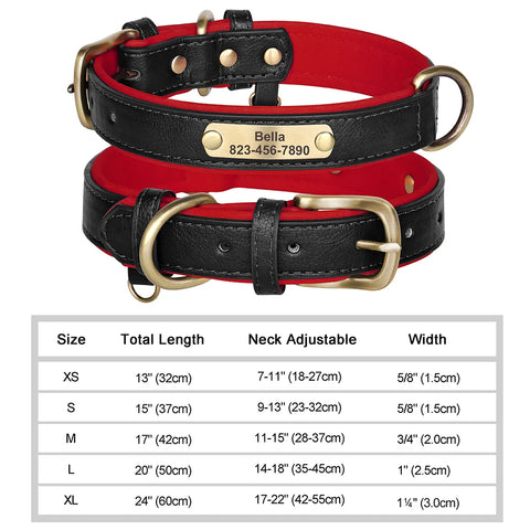Personalized PU Leather Dog Collar – Custom Engraved ID Nameplate