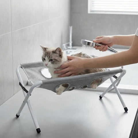 Cat Dog Bathing Rack Quick Dry Mesh Pet Grooming Hammock Anti-scratch Cat Nail Clipping Holder Dogs Cats Grooming Supplies