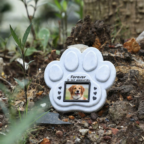 Paw Print Pet Memorial Frame – Personalized Photo Tombstone Keepsake