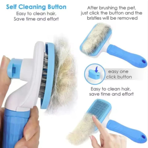 Compact Self-Cleaning Pet Brush – Portable Hair Remover for Dogs & Cats