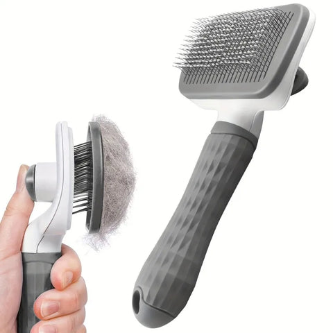 Dual-Use Pet Grooming Brush – Self-Cleaning Slicker Comb for Dogs & Cats