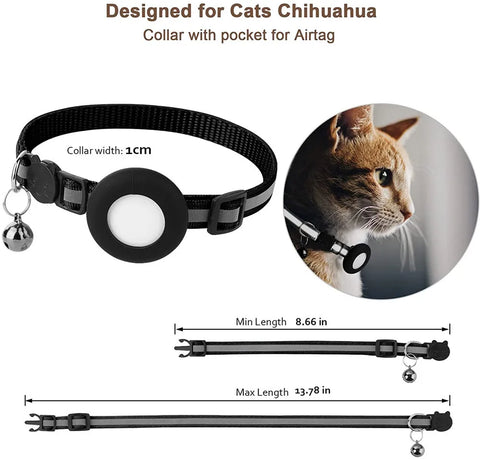 AirTag Cat Collar – Reflective Breakaway Safety Collar with Bell