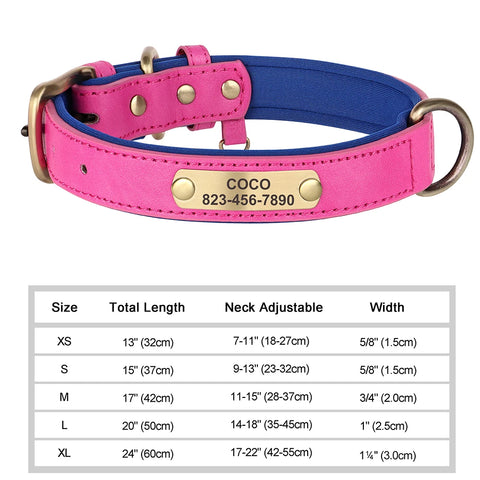 Personalized PU Leather Dog Collar – Custom Engraved ID Nameplate