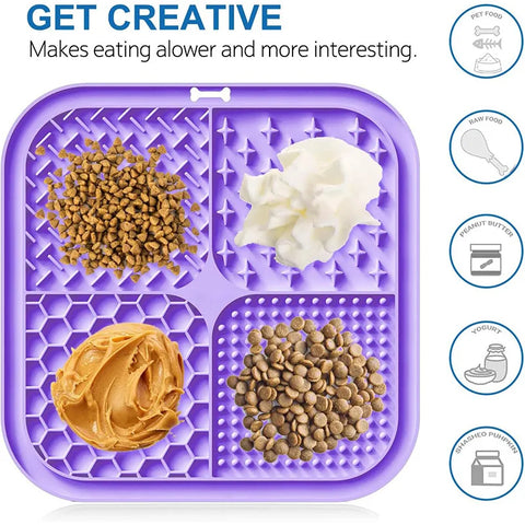 4-in-1 Pet Licking Mat – Suction Cup Slow Feeder for Dogs & Cats