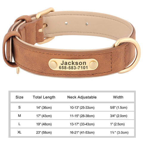 Personalized PU Leather Dog Collar – Custom Engraved ID Nameplate