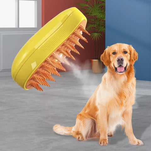 3-in-1 Steam Massage Pet Brush – Rechargeable Cat & Dog Grooming Comb