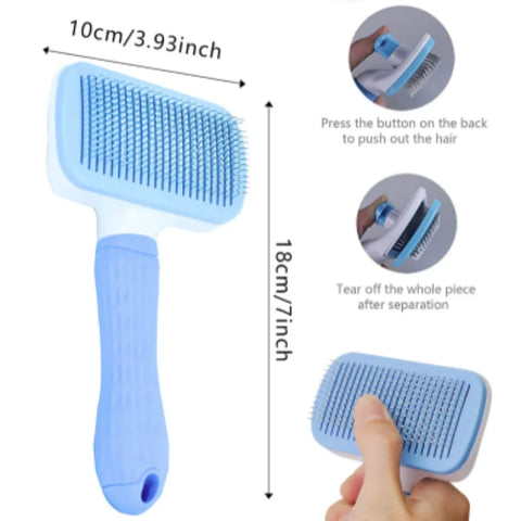 Compact Self-Cleaning Pet Brush – Portable Hair Remover for Dogs & Cats