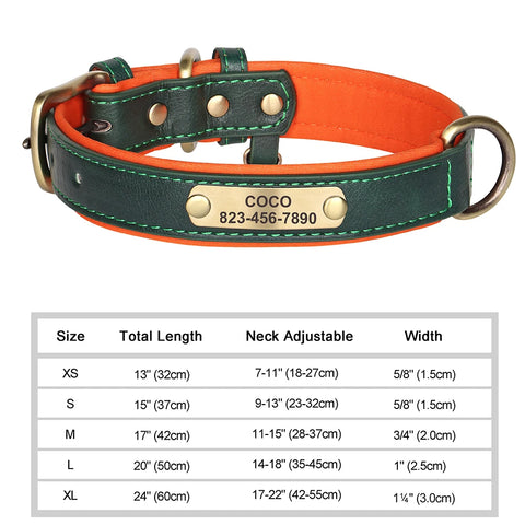 Personalized PU Leather Dog Collar – Custom Engraved ID Nameplate