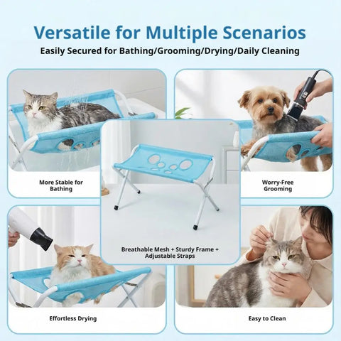 Cat Dog Bathing Rack Quick Dry Mesh Pet Grooming Hammock Anti-scratch Cat Nail Clipping Holder Dogs Cats Grooming Supplies