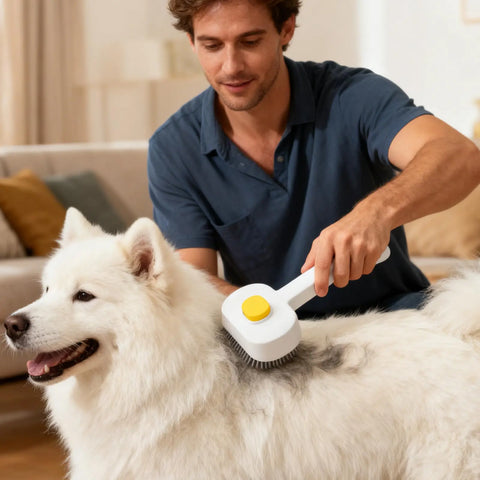 Self-Cleaning Slicker Brush – Anti-Scratch Detangling Grooming Comb