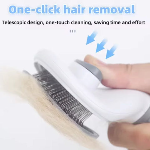 Compact Self-Cleaning Pet Brush – Portable Hair Remover for Dogs & Cats