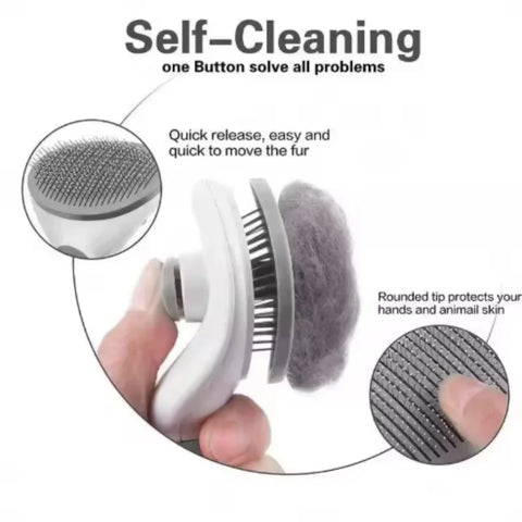 Compact Self-Cleaning Pet Brush – Portable Hair Remover for Dogs & Cats